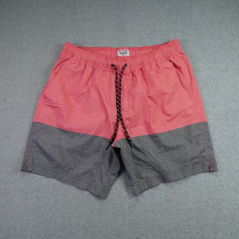C/Y/A Swim Trunks Mens Medium Pink Gray Colorblock Board Shorts